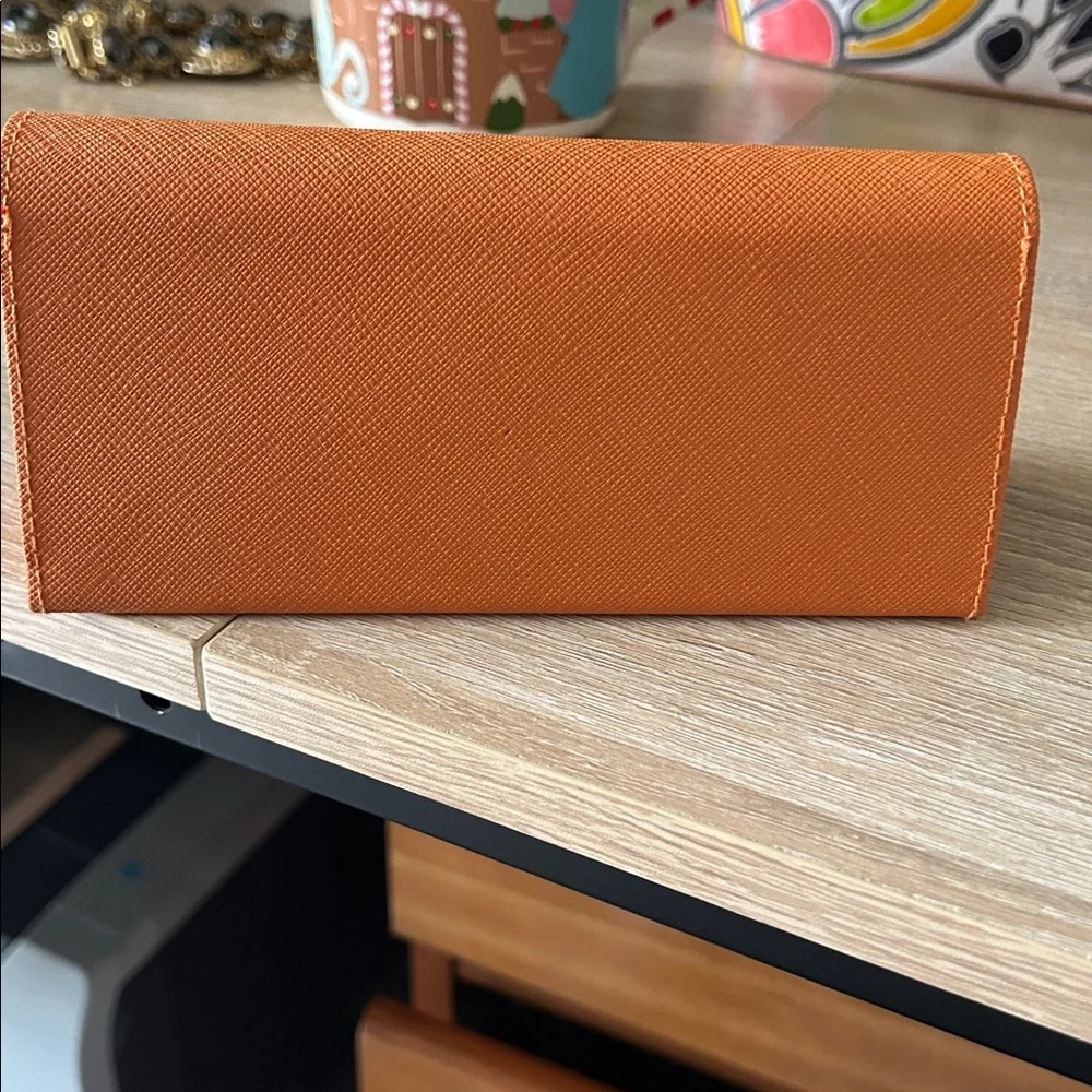 Tory Burch Saffiano Orange Leather Eyeglasses Sunglasses Case